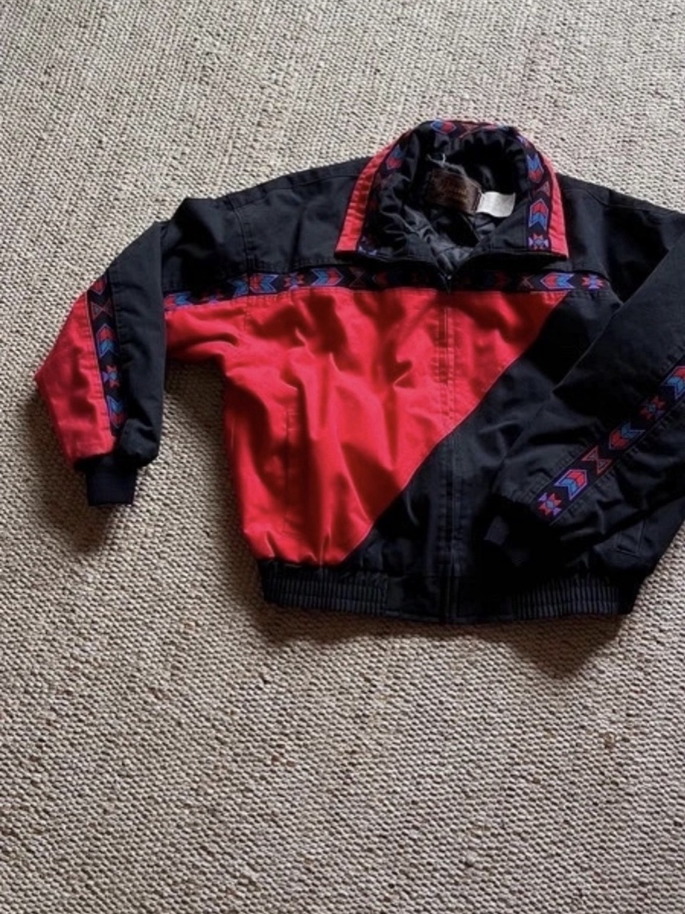 Davis James mens Black & Red Geometric Jacket